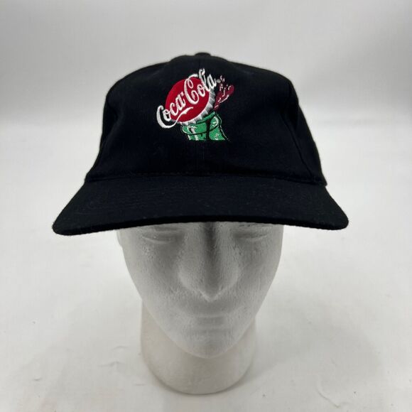 Vintage Coca Cola Hat Mens Strapback Black Embroidered Logo Headshots KC Caps - Picture 2 of 10